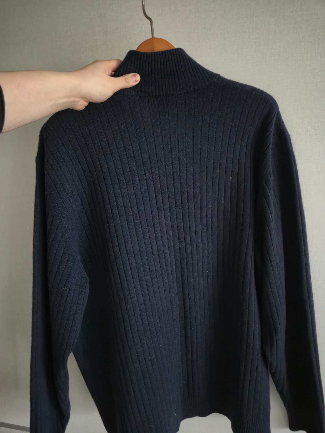 캐시미어 100 반폴라 집업 니트 상품이미지6