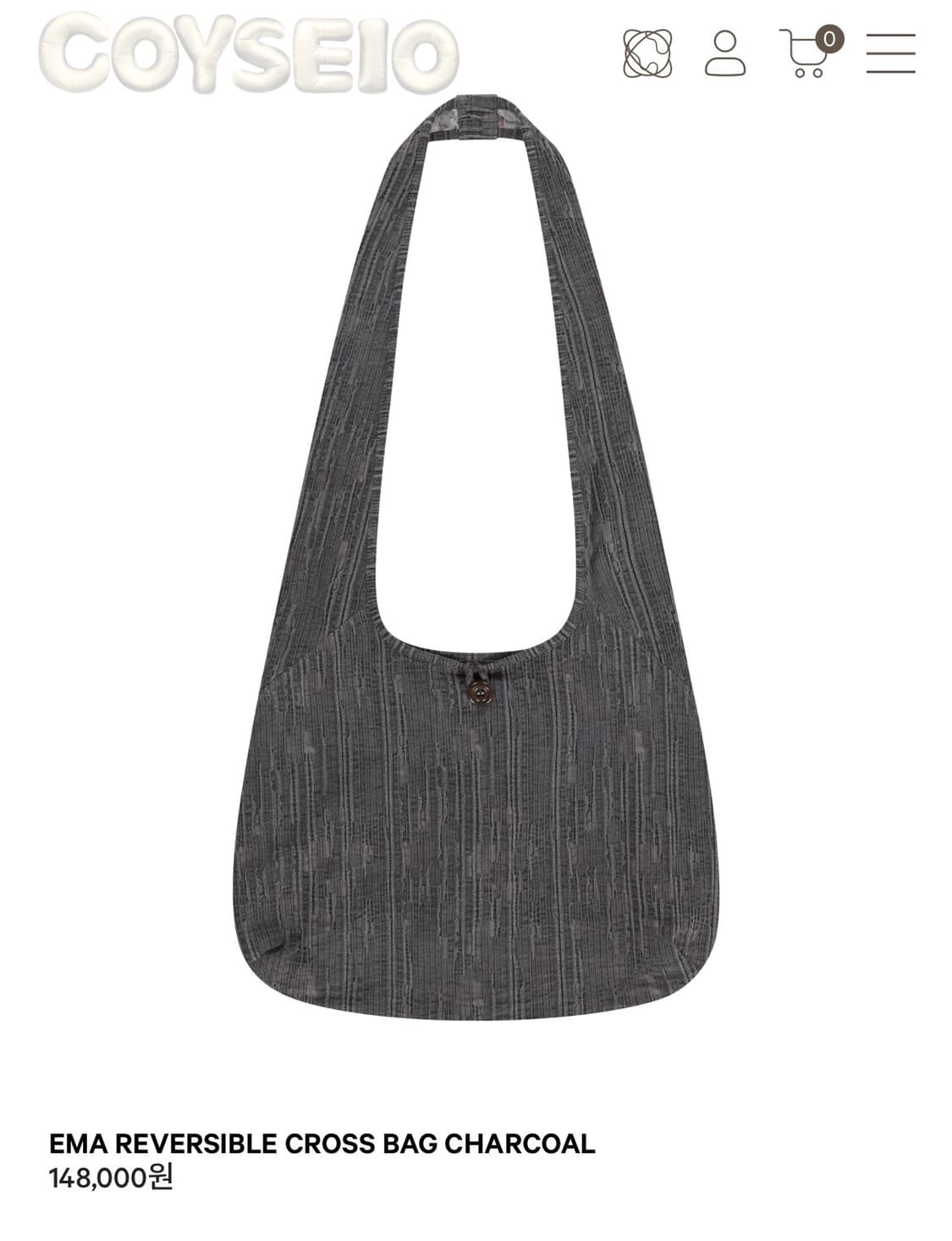 코이세이오 리버시블 크로스백 차콜 상품이미지1