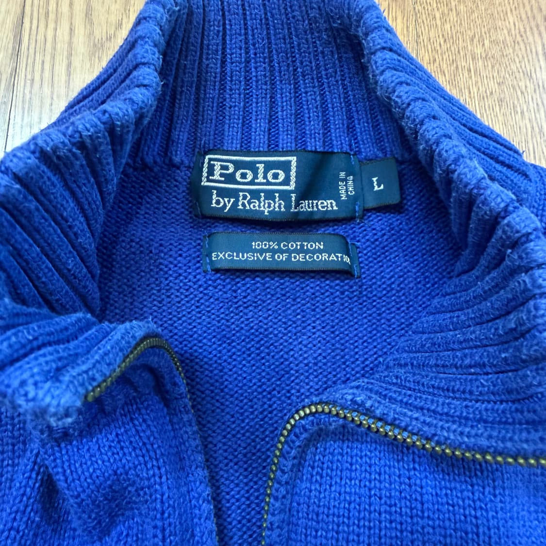 폴로 랄프로렌 블루 코튼 하프집업 니트  상품이미지3