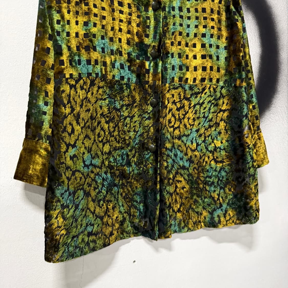 VTG 빈티지 오리엔탈 벨벳 그라데이션 시스루 긴팔 셔츠 블라우스 상품이미지4