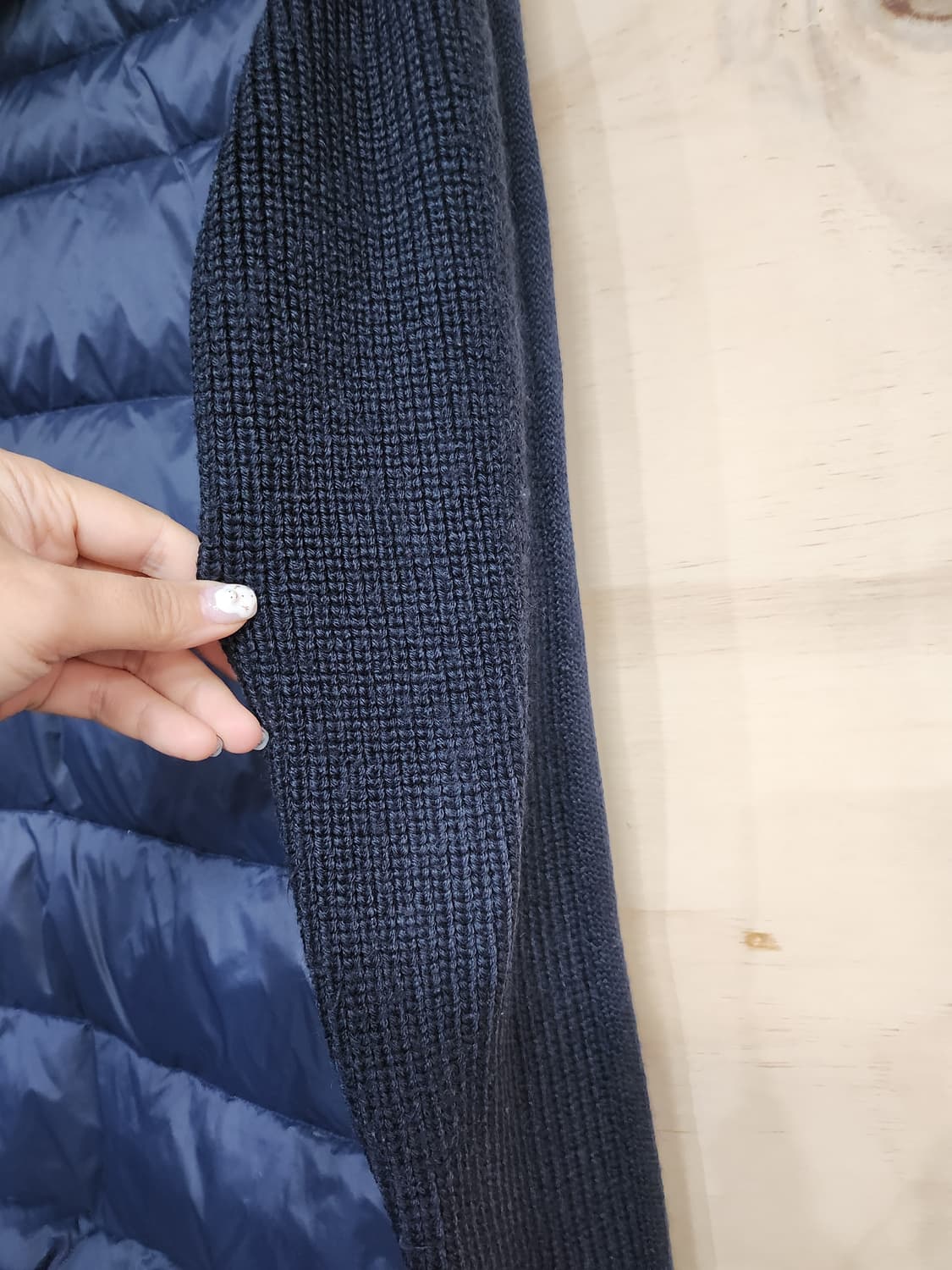 107) 페스포우 PESPOW 니트 배색 덕다운 패딩 상품이미지5