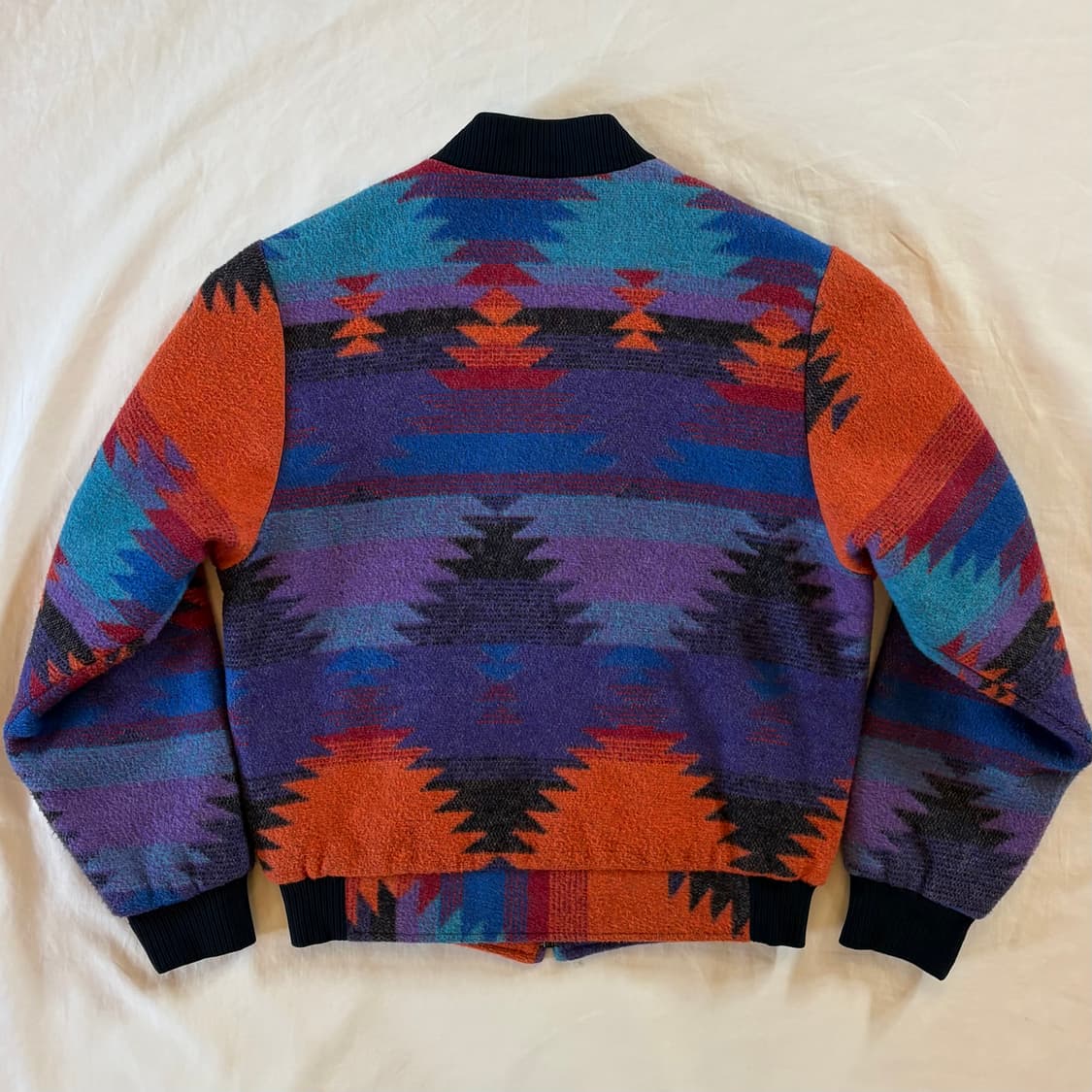 (W55) 80s USA PIONEER WEAR 나바호 자카드 블루종 상품이미지9