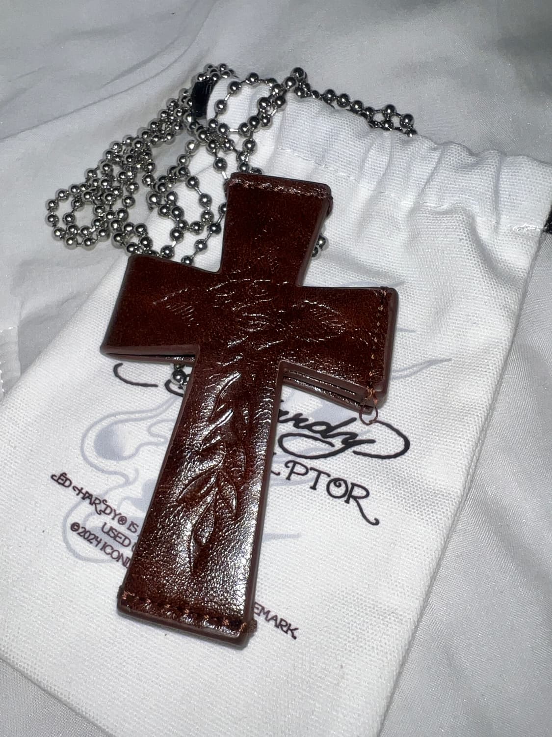 스컬프터 에드하디 크로스 레더 스트랩 월렛 브라운 상품이미지1