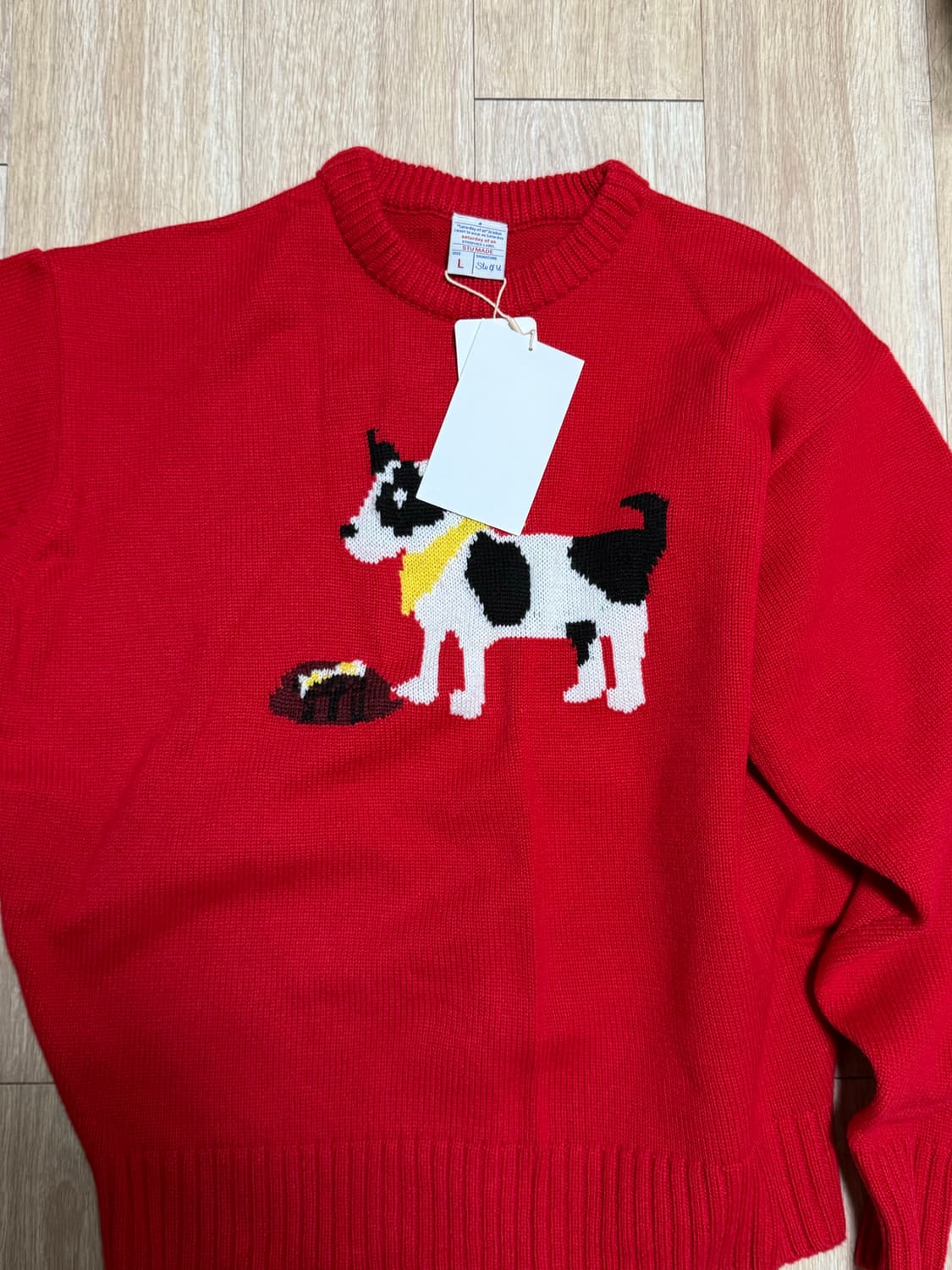 [L] STU 레드 젖소 니트 상품이미지1