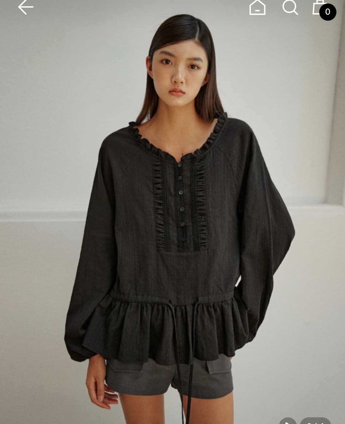 (새제품) 아우로 PRAIRIE 레이스 블라우스 블랙 상품이미지1