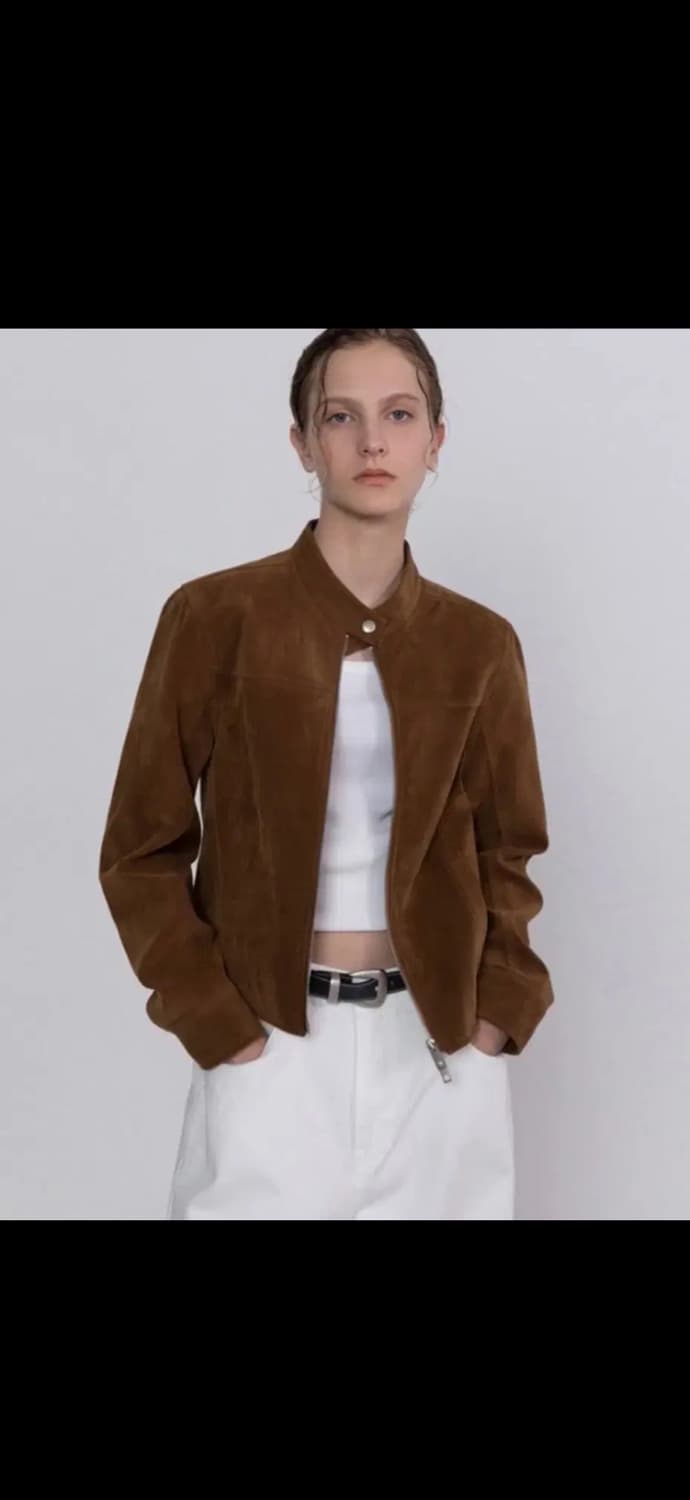 라퍼지우먼 인시전 스웨이드 바이커 자켓 상품이미지1