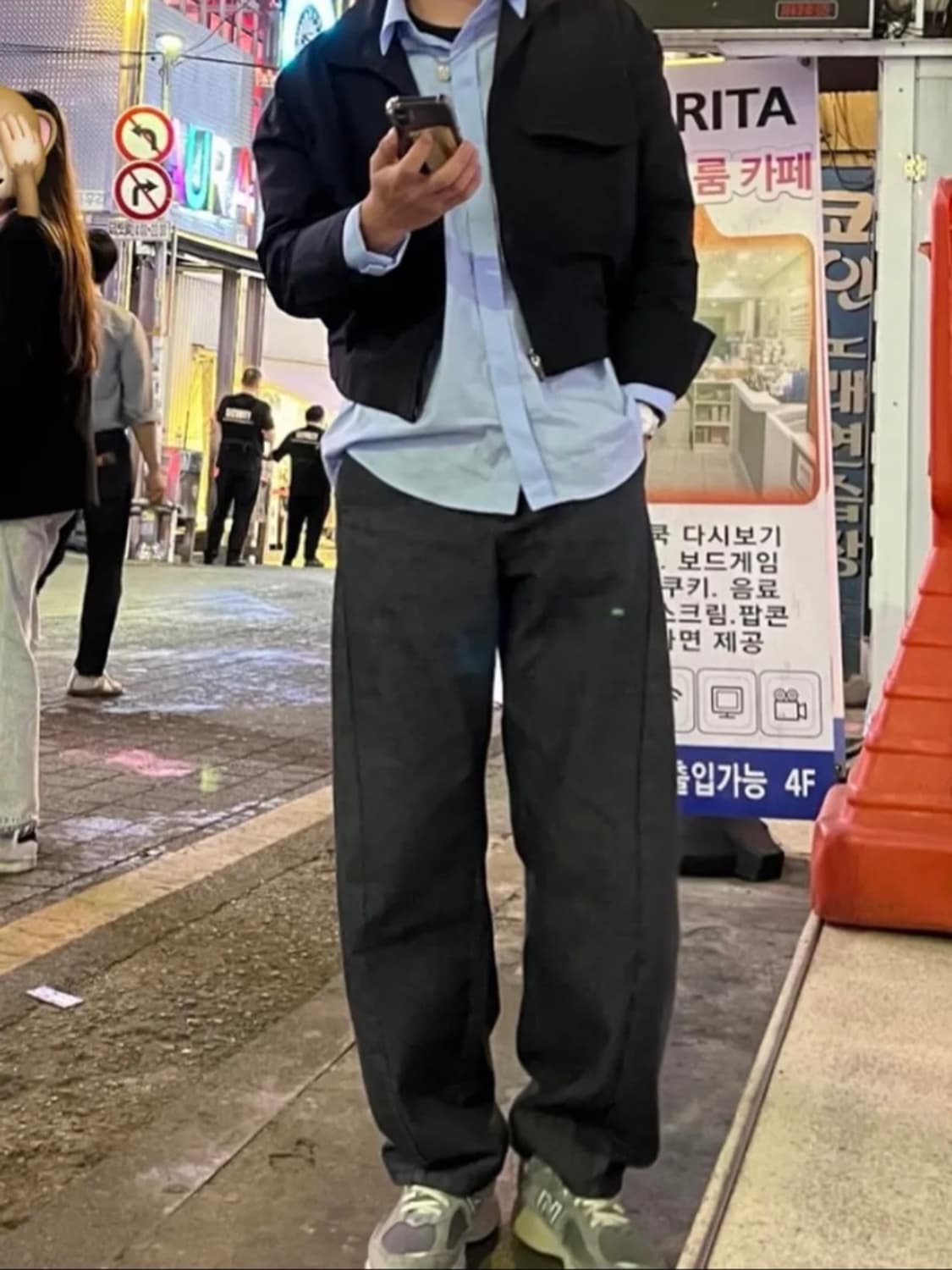 인템포무드 커브드 와이드 데님 다크그레이 상품이미지1