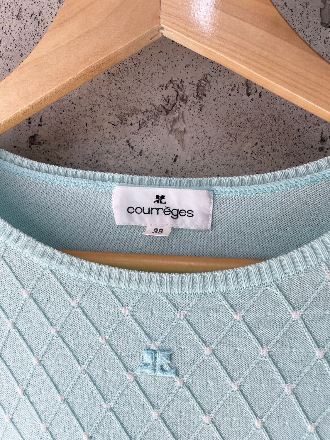 00s Courreges 꾸레쥬 로고 탑 라이트 블루 상품이미지4