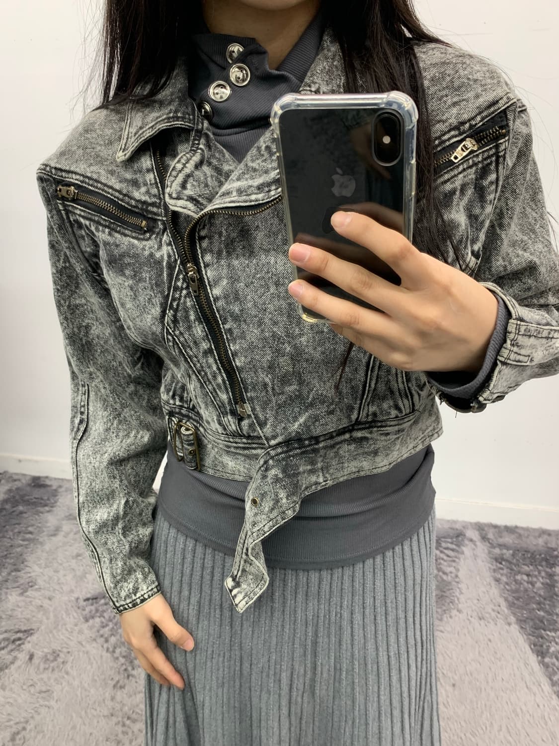 재패니즈 워싱 라이더 크롭 데님 자켓 상품이미지3