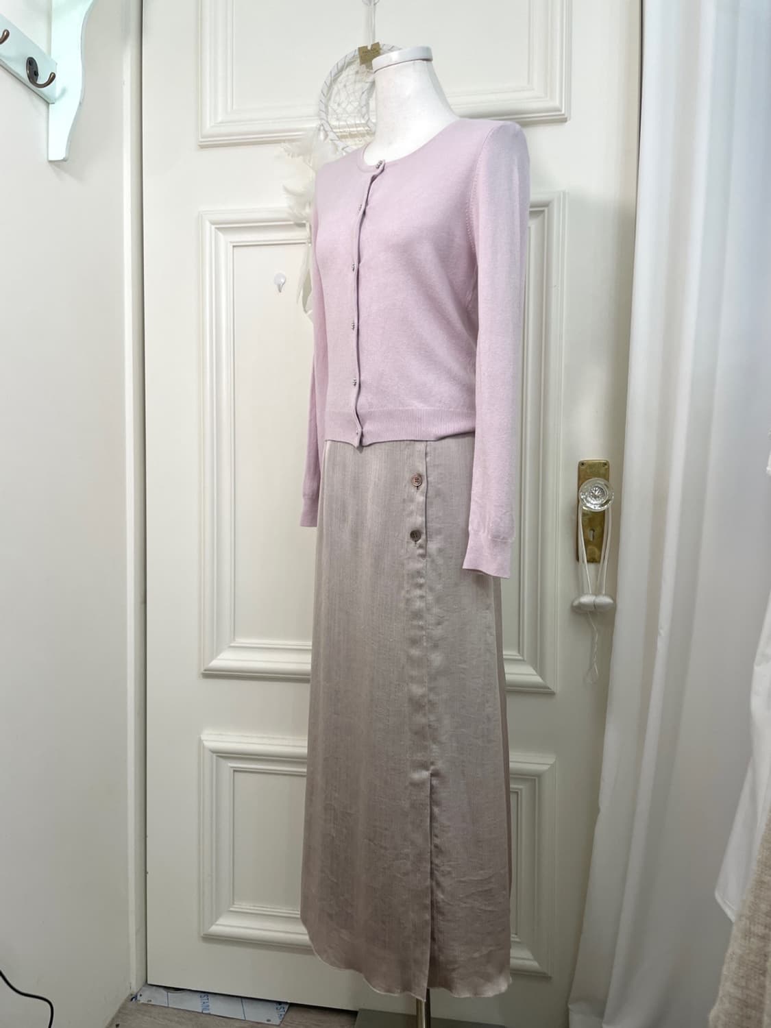 pink lavender cubic button slim cardigan 상품이미지3