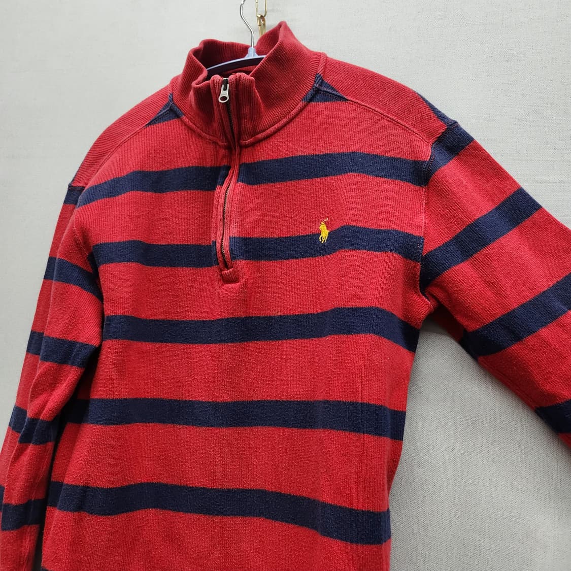 폴로랄프로렌 로고 스트라이프 코튼 반집업 니트 S 상품이미지3
