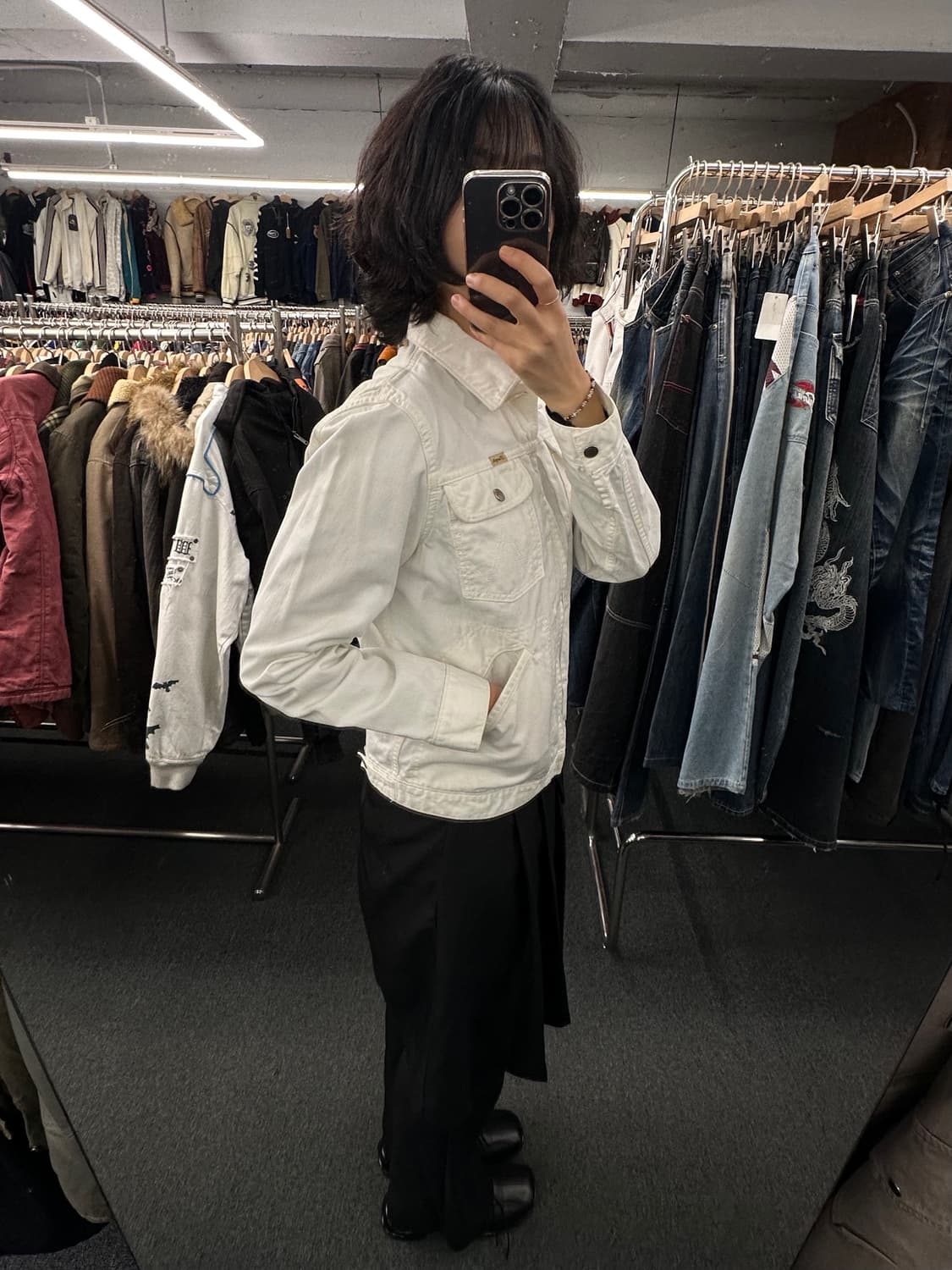 OS)랭글러 빈티지 124MJ 화이트 데님 트러커 자켓 상품이미지2