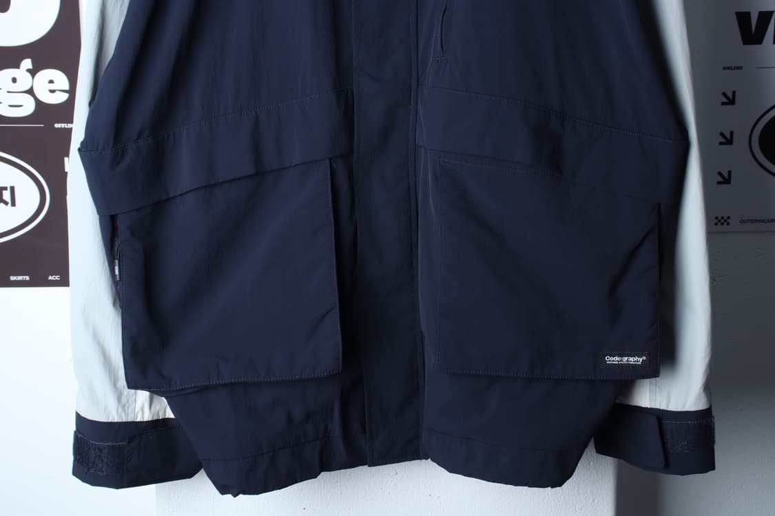 (L-XL) 코드그라피 집업 바람막이 점퍼자켓 오버핏 네이비-H33077 상품이미지4