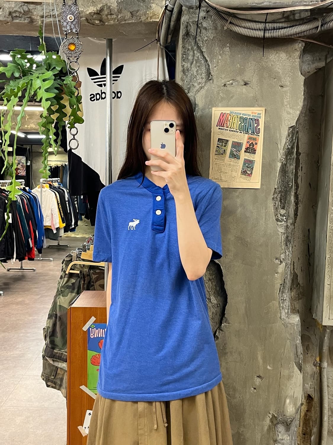 아베크롬비 버튼 반팔티 블루 L #csz704 상품이미지2