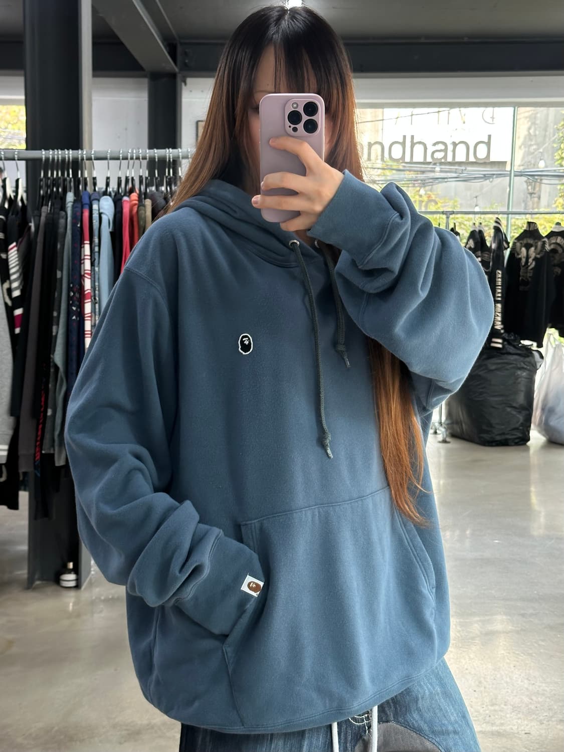 베이프 재팬 자수사루 풀오버 후드티 상품이미지1