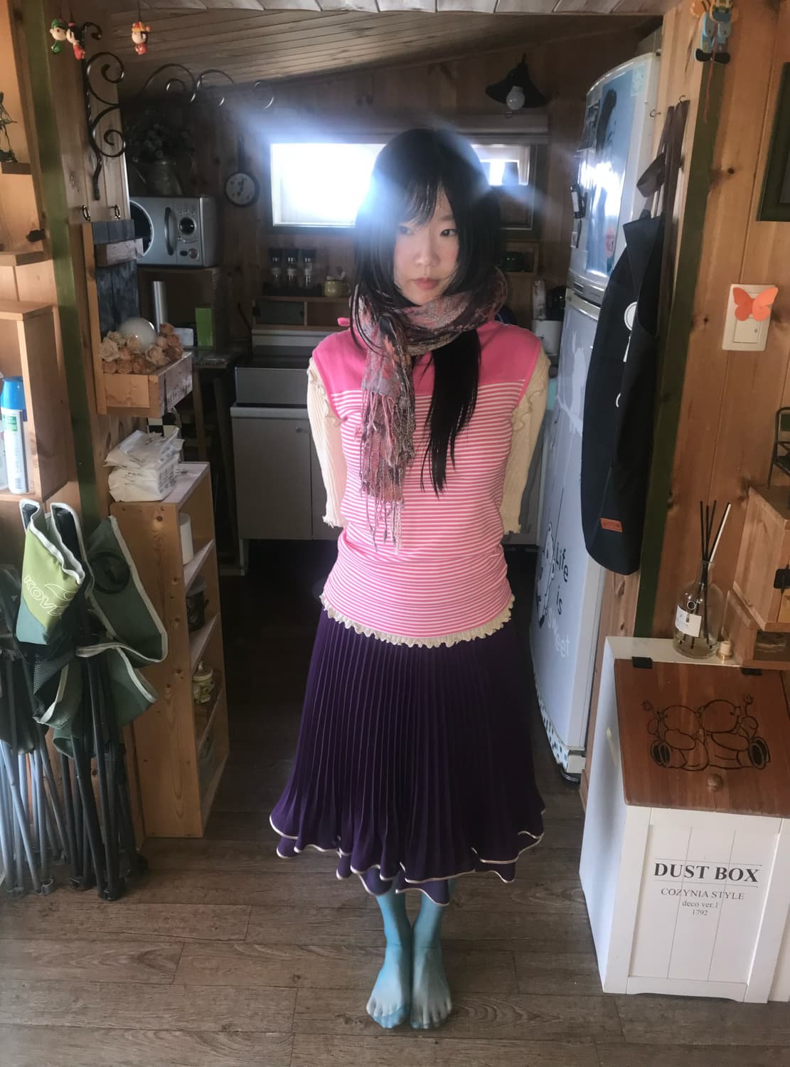 vintage purple pleats skirt 상품이미지3