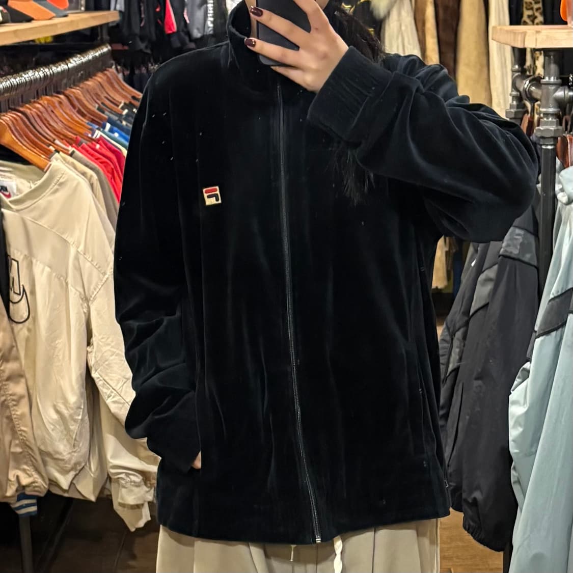 [HI] FILA 휠라 벨벳져지 블랙 상품이미지1