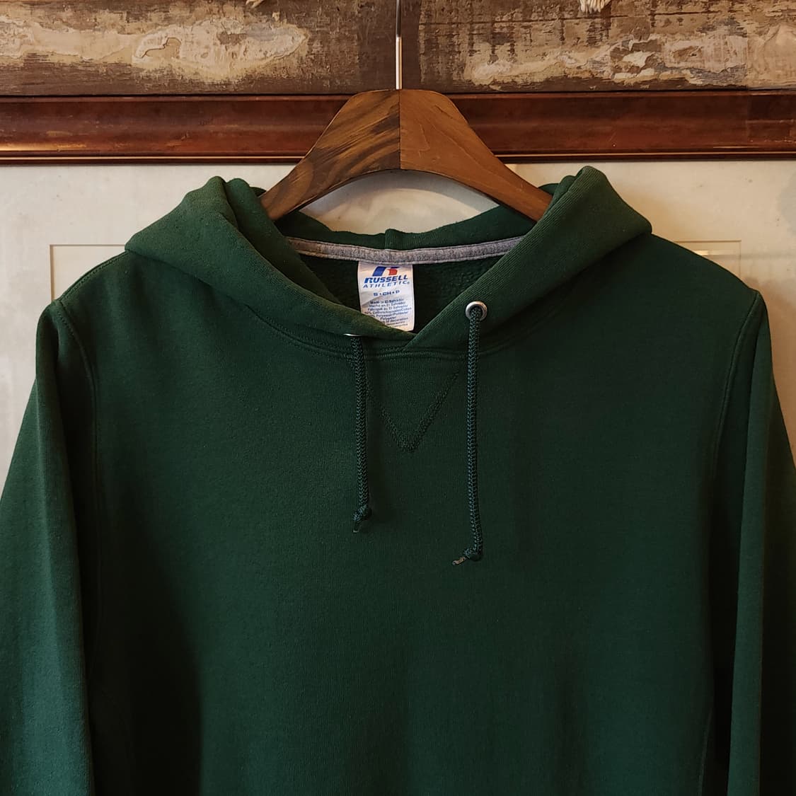 90s 러셀 후드 스웻셔츠 블랭크 오리지널 빈티지 후드 그린 S 상품이미지3