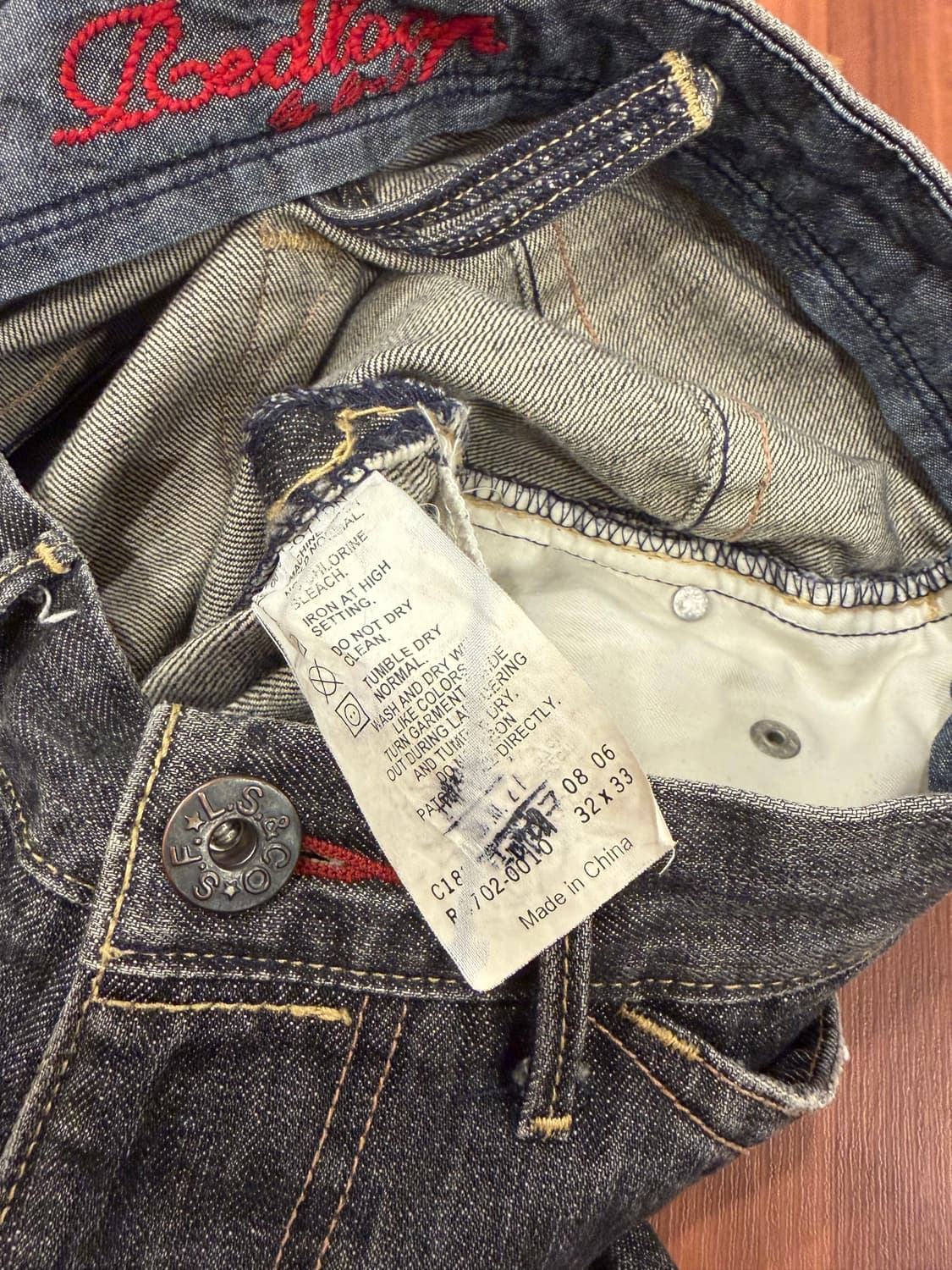 00s Levis 리바이스 레드룹 흑청 데님 팬츠 (32-33inch) 상품이미지8