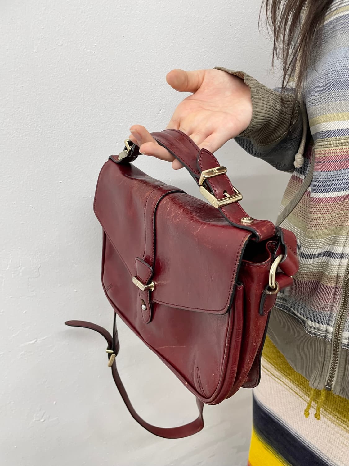 마시모두띠 버건디 리얼레더 사첼백  상품이미지6