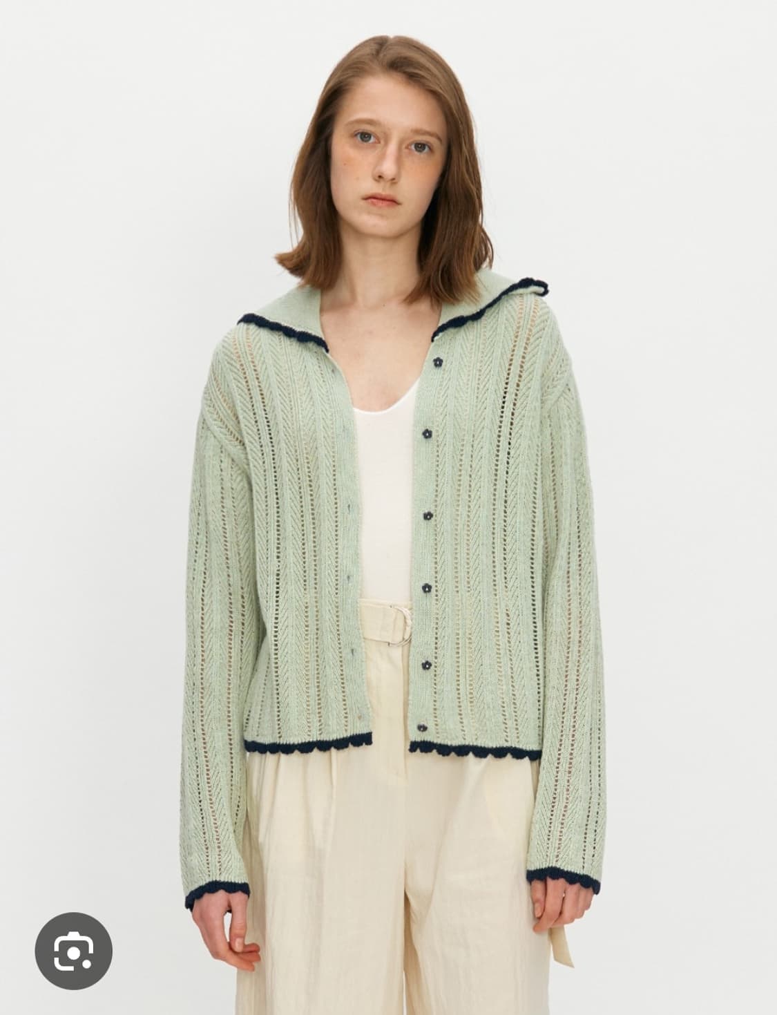 비뮤즈맨션 스카치 세일러 니트가디건 포그그린 상품이미지2