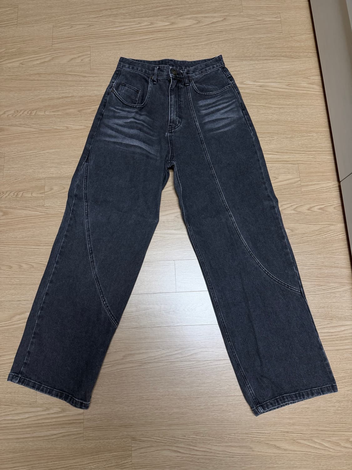 Dnsr 바지 웨이브 드롭 데님 블랙 상품이미지1