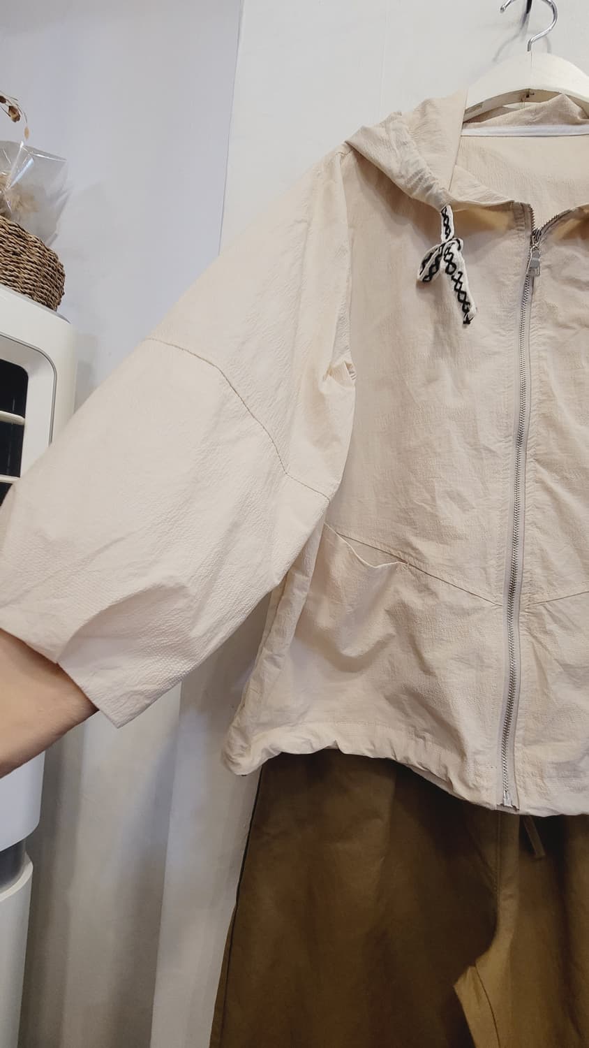고퀄바스락 홑겹 후드집업. 카키브라운 와이드팬츠 상품이미지3