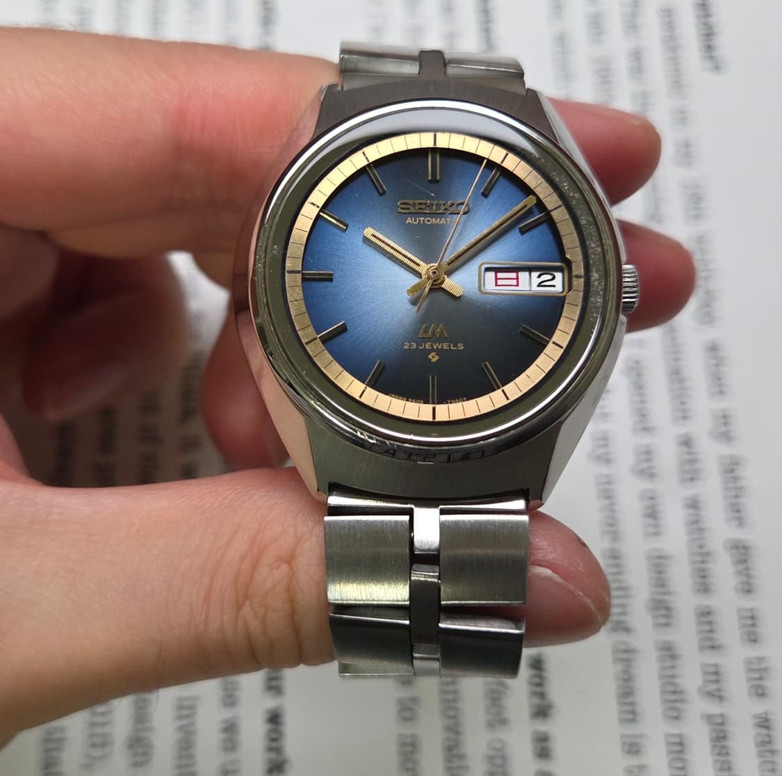 레어] 빈티지 세이코 LM로드매틱 순정 블루그라데이션 한자 데이데이트 상품이미지2
