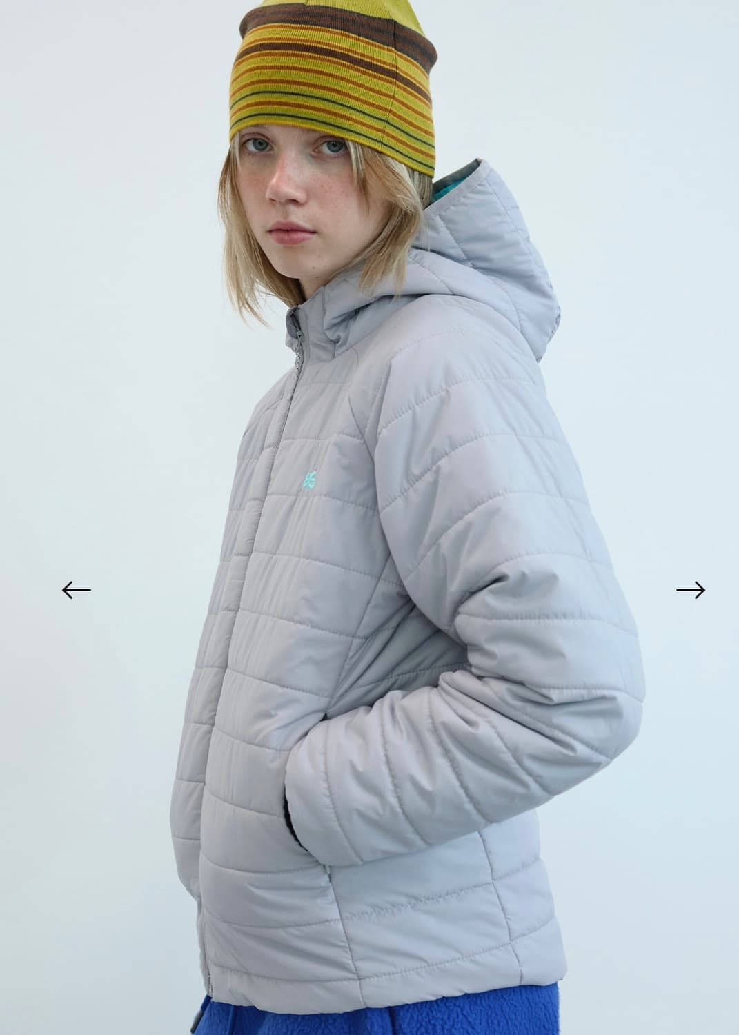 엔조블루스 후드 퀼팅 푸퍼 자켓 (Light Grey) 상품이미지3