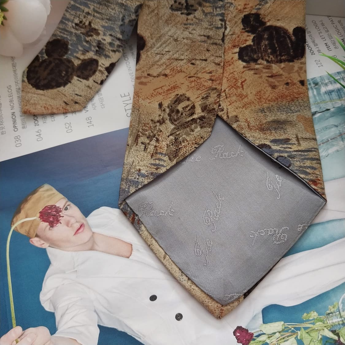 디즈니 실크 베이지 믹스 패턴 넥타이 9.5cm A등급 K1298
 상품이미지7