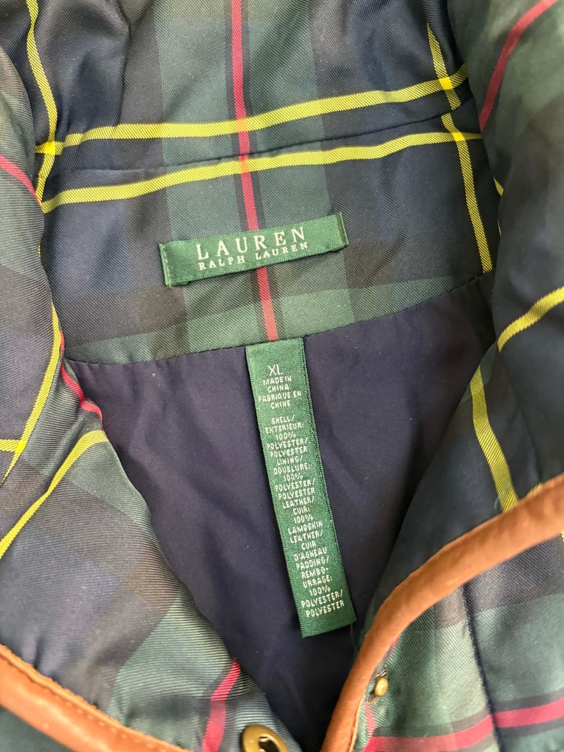 [XL] 랄프로렌 양가죽 타탄체크 퀄팅 베스트 상품이미지4