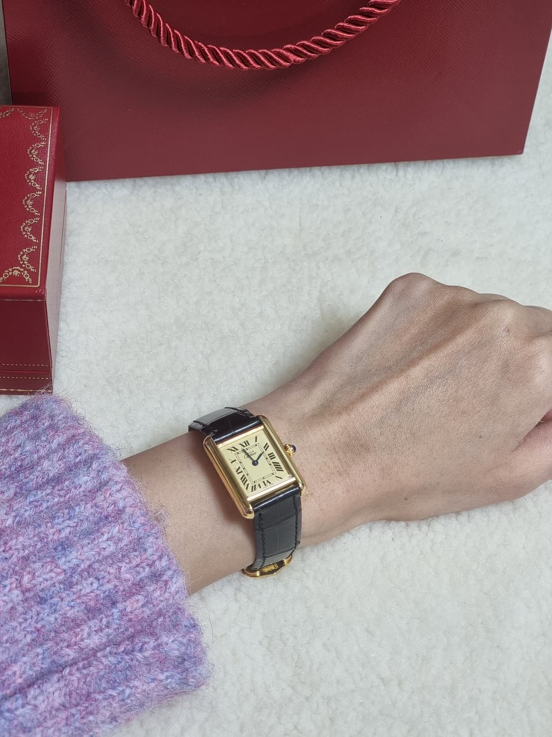 까르띠에 빈티지 탱크머스트 샴페인다이얼 골드 로만 디버클 스몰시계 99년 상품이미지8