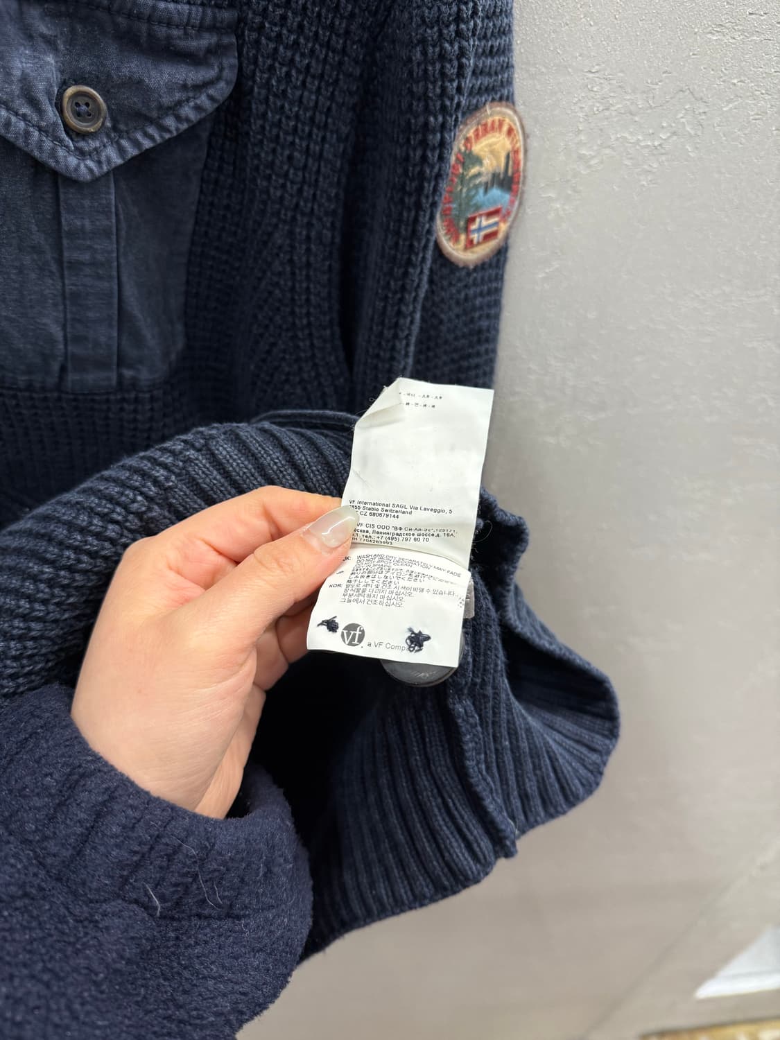 NAPAPIJRI 나파피리 원포켓 니트 가디건 네이비 100  상품이미지5