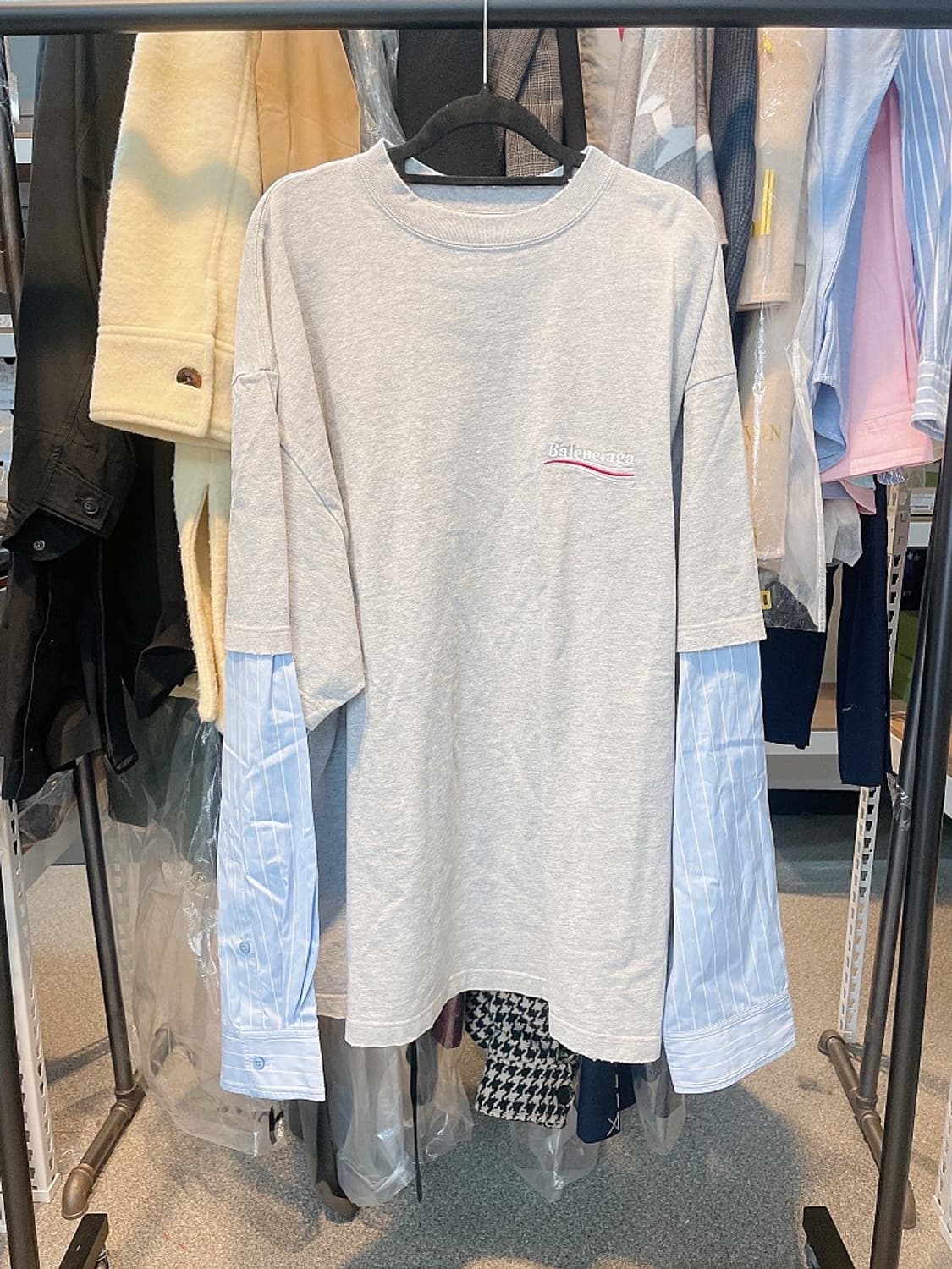 (정품/새상품) 발렌시아가 그레이 캠페인 레이어드 티셔츠 상품이미지1