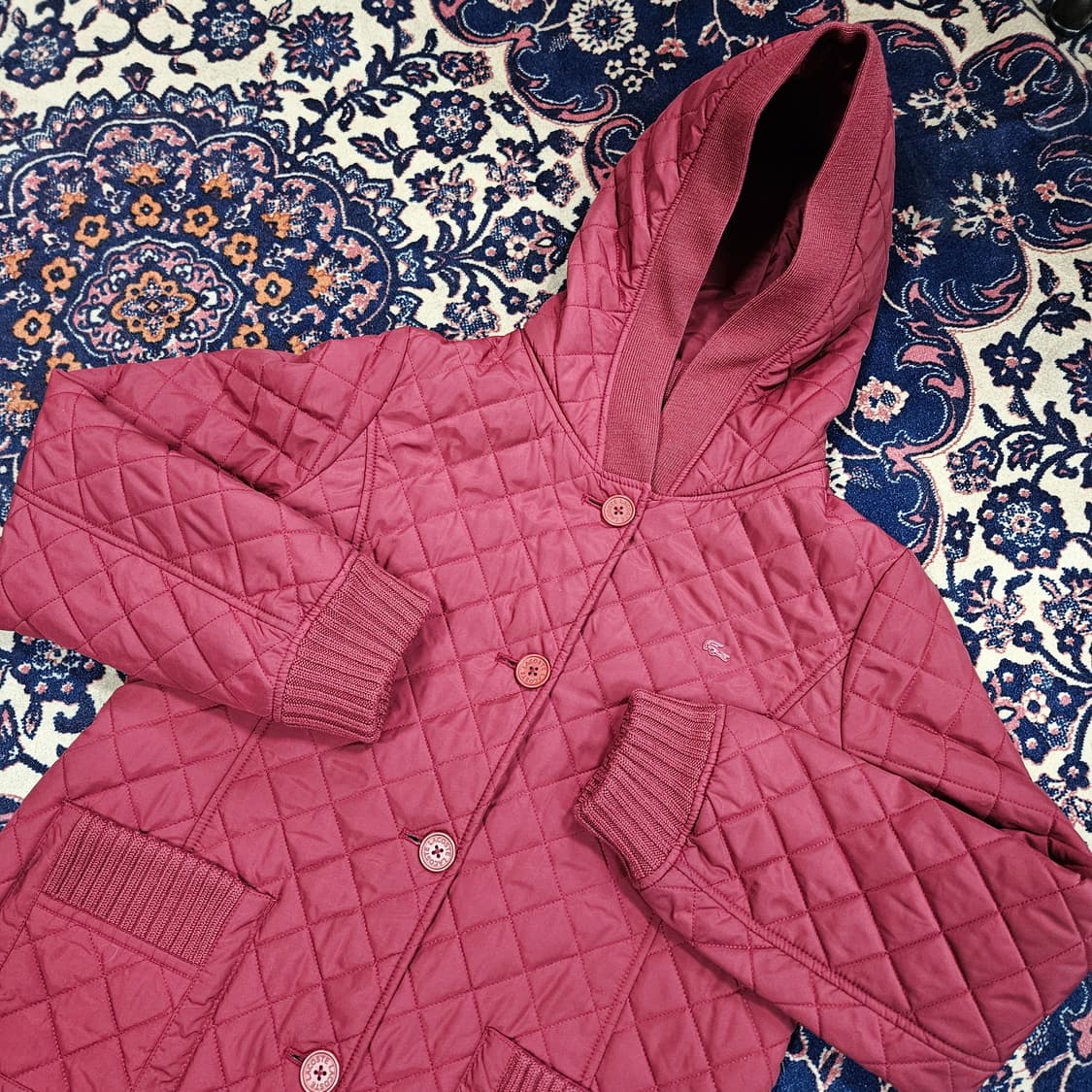 라코스테(Lacoste) 니트 배색 퀄팅 후드 자켓 38size 상품이미지1