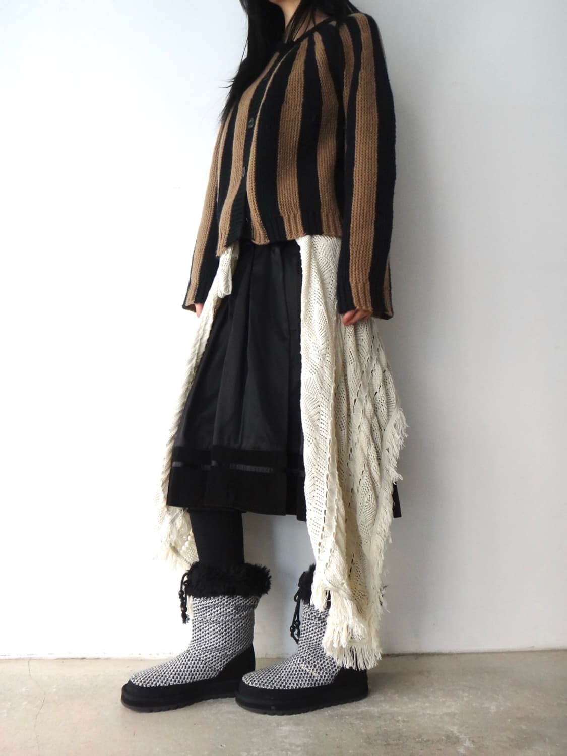 GAMINERIE 3 button suede mix skirt  상품이미지6