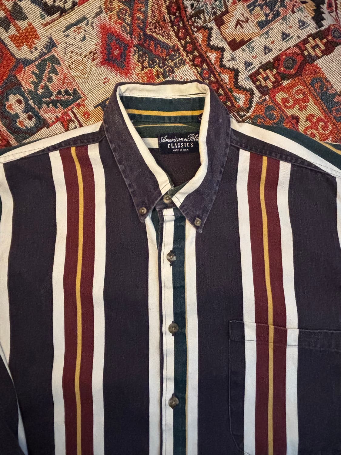 American Vintage 90s Navy Striped shirt 상품이미지3