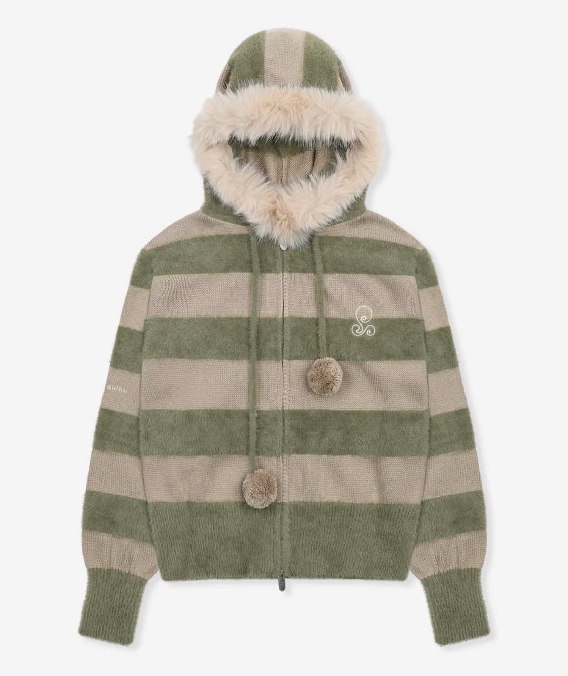 새상품)루나키후 니트 후드집업 카키 상품이미지1