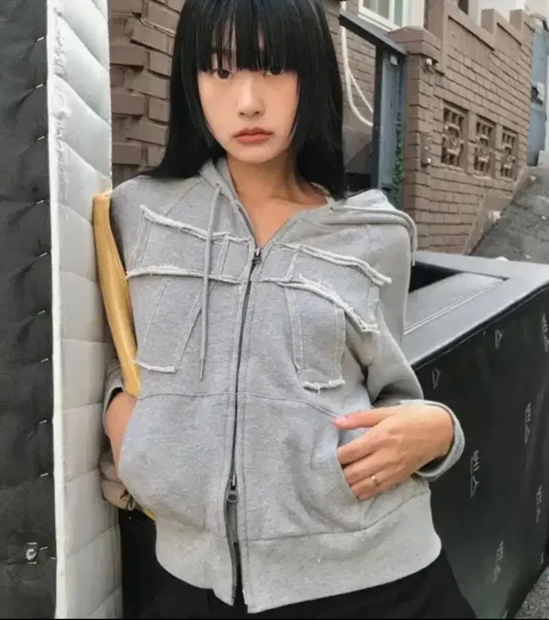 세릭 빅리본 후드 집업 그레이 상품이미지2