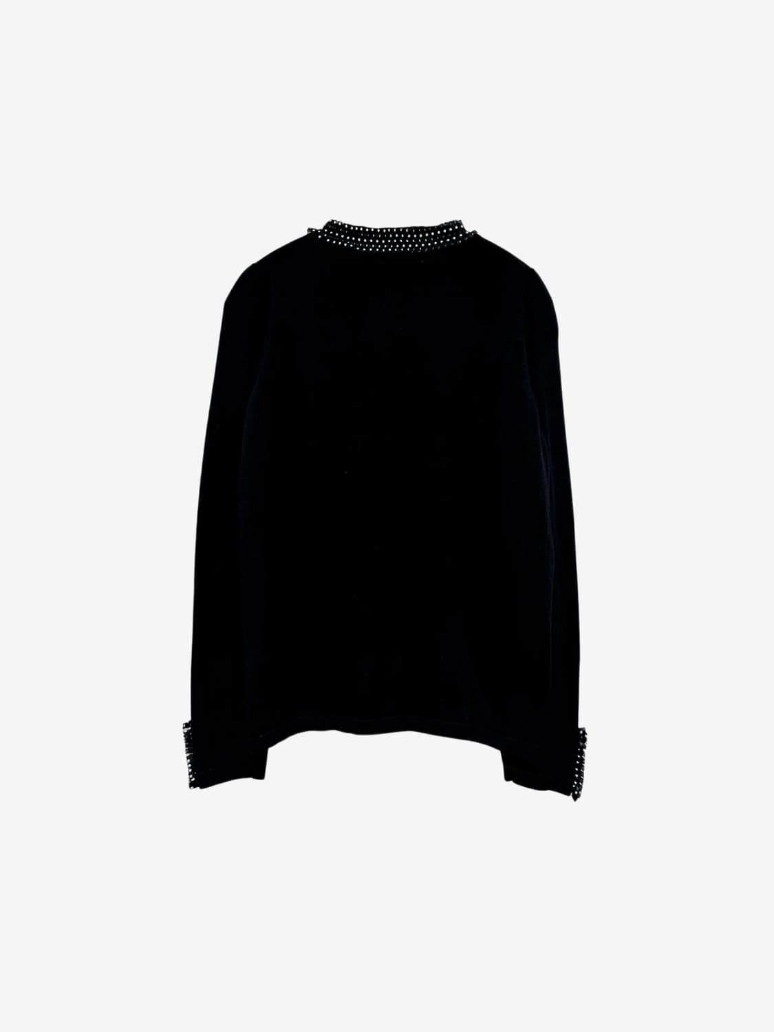 Dot Lace Trim Cardigan – Black 상품이미지7