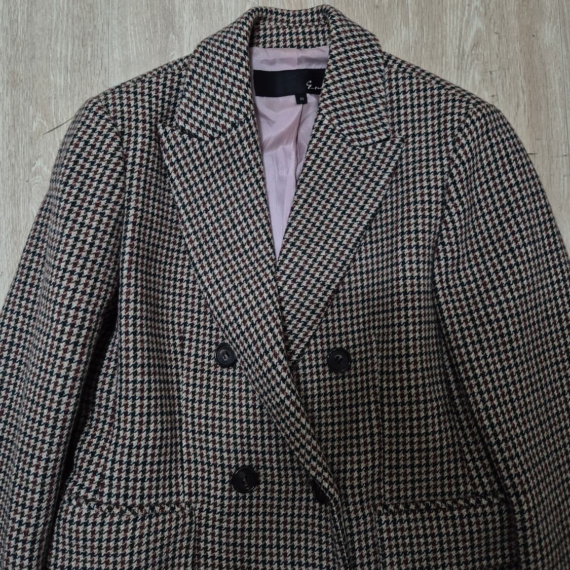 지컷 여성 모직 체크 더블 코트 (55) 상품이미지2