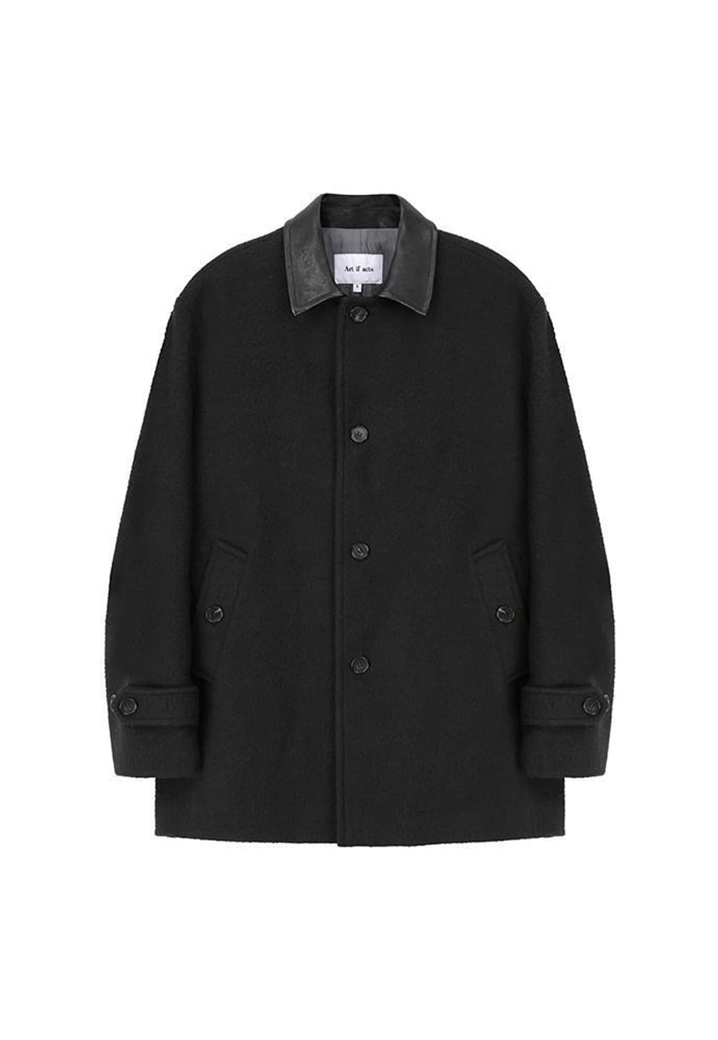 아트이프액츠 레더 카라 카센티노 하프코트 블랙 M사이즈 상품이미지1