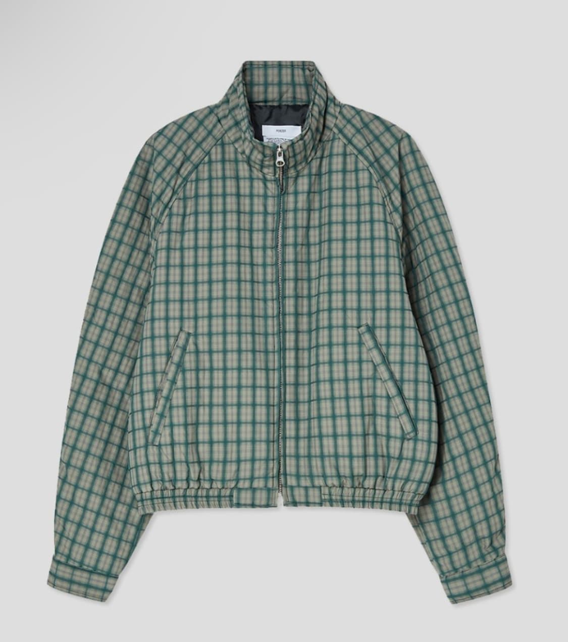 포저 레글런 슬리브 패디드 자켓 그린 체크  상품이미지5