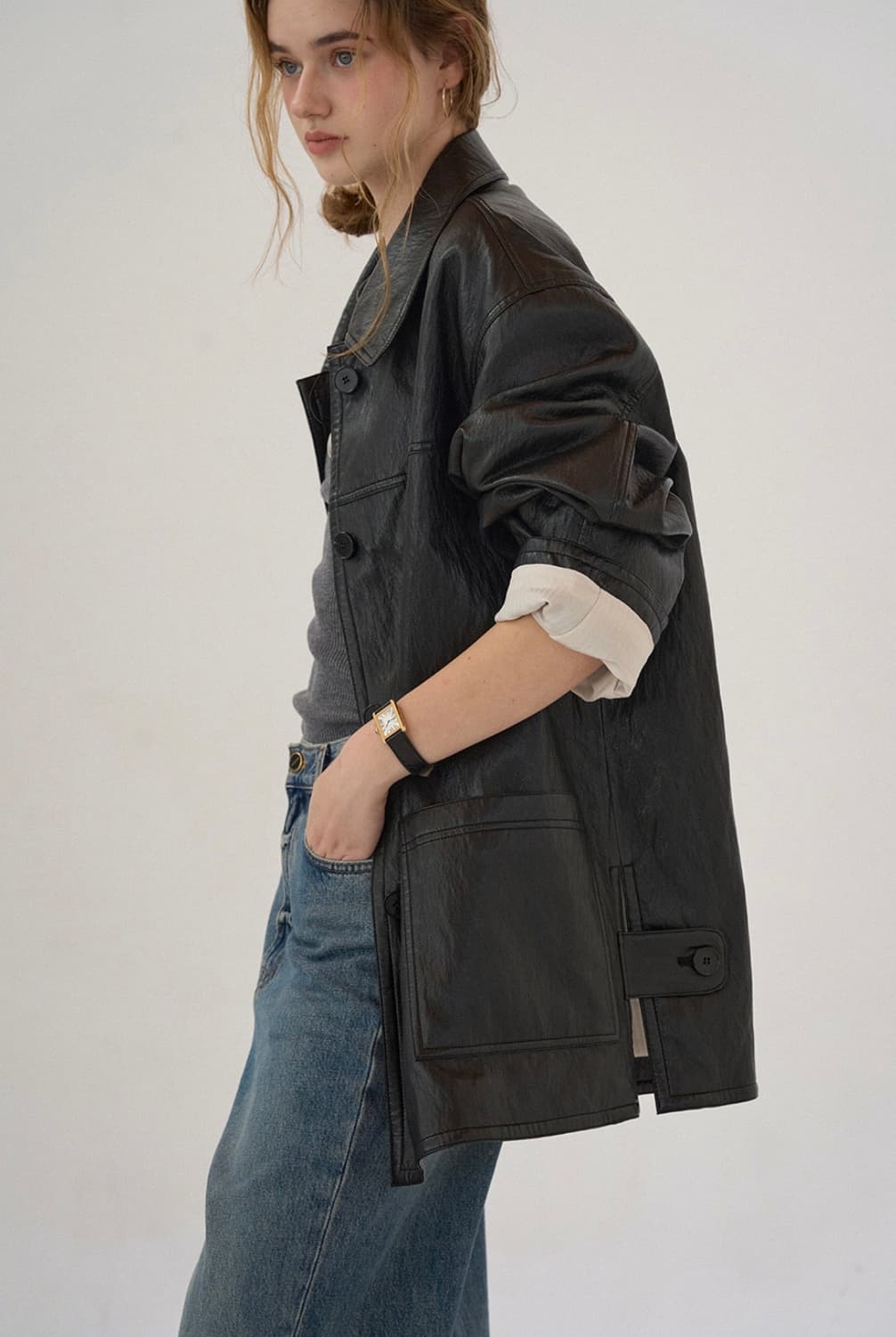 [새상품] 모데스트무드 런던레더자켓 상품이미지4