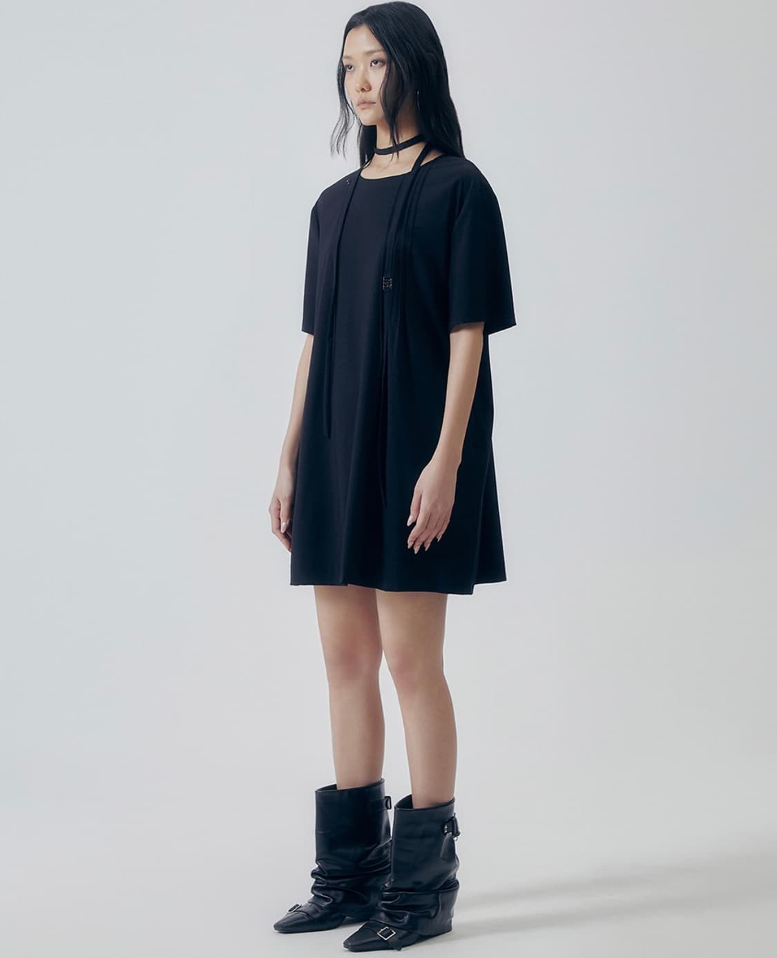 Pleat-Detail Mini Dress 상품이미지1
