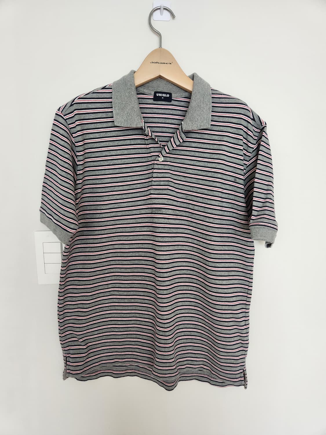 남자 유니클로 스트라이프 반팔 카라티 M 상품이미지2