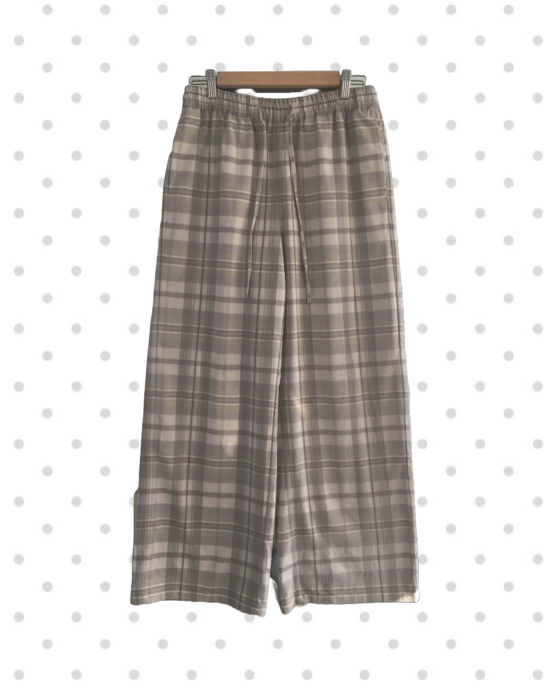 vintage check wide pants soft beige 상품이미지5