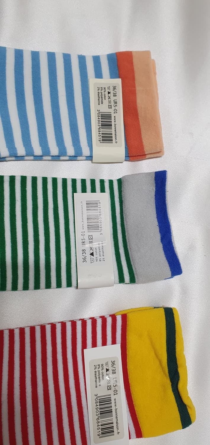 스킨 블루 그린 레드 스트라이프 Bonne Maison 본메종 양말 상품이미지8