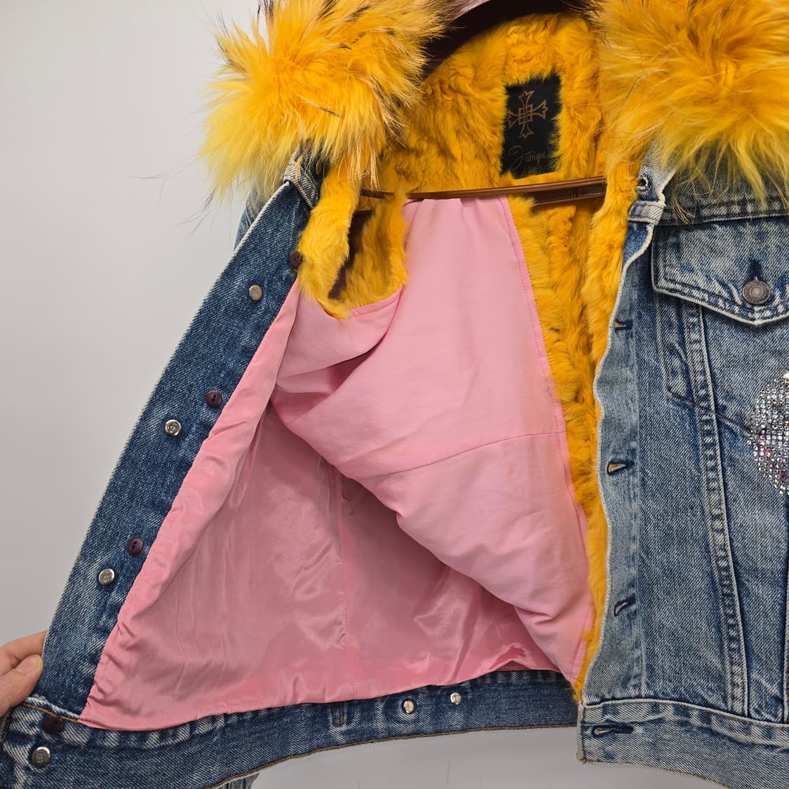 Y2K luxury mood 빈티지 스타일 데님 퍼 자켓 상품이미지5