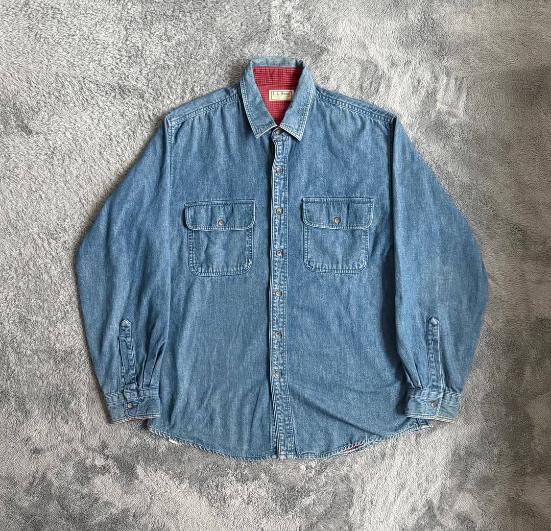 90s USA 엘엘빈 데님 셔츠 자켓 청자켓 청셔츠 M 상품이미지1